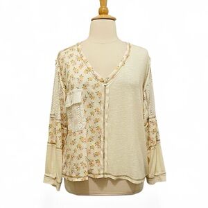 POL Floral Lace Long Sleeve Top L